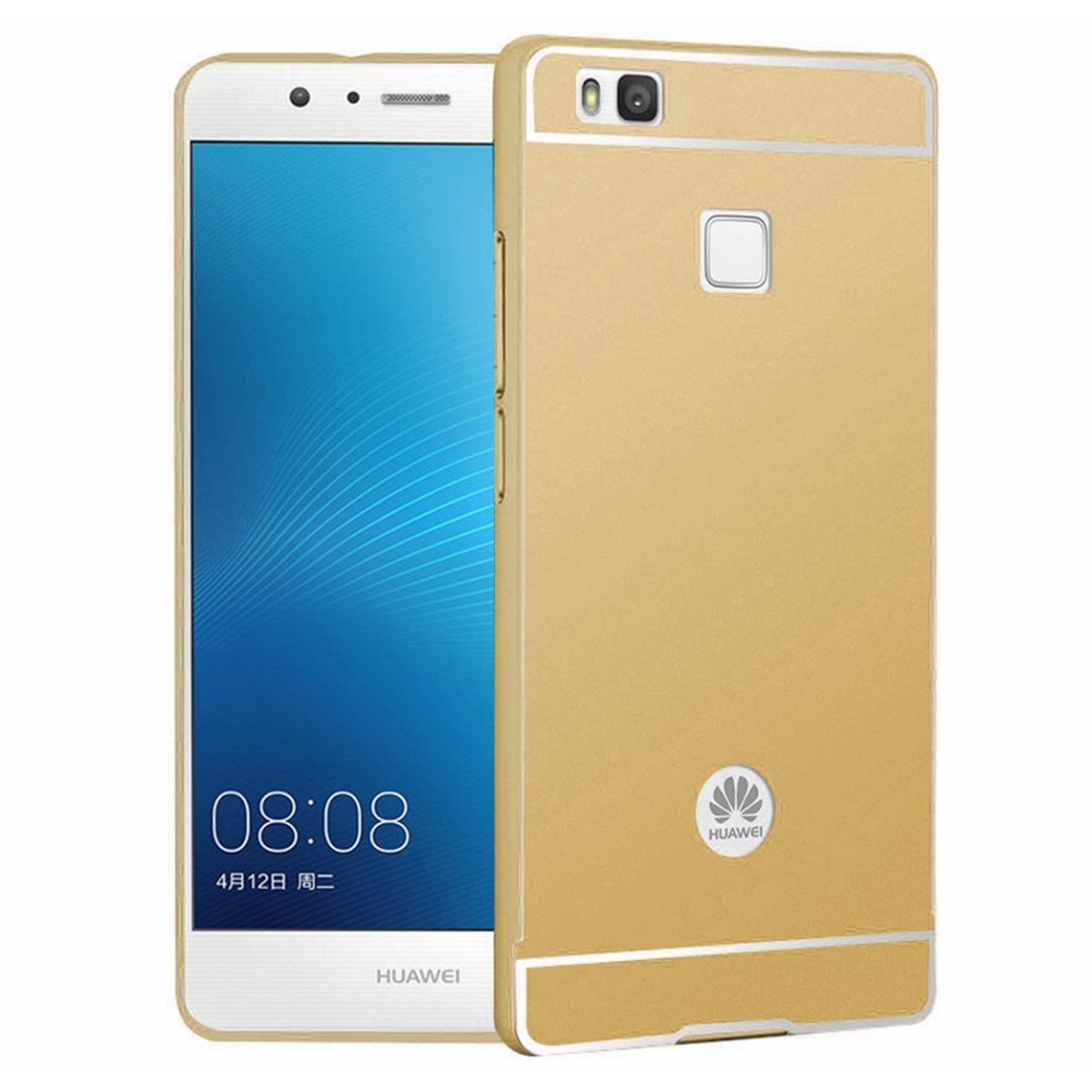 Funda Bumper Dorada Aluminio + Tapa Trasera para Huawei P9 Lite