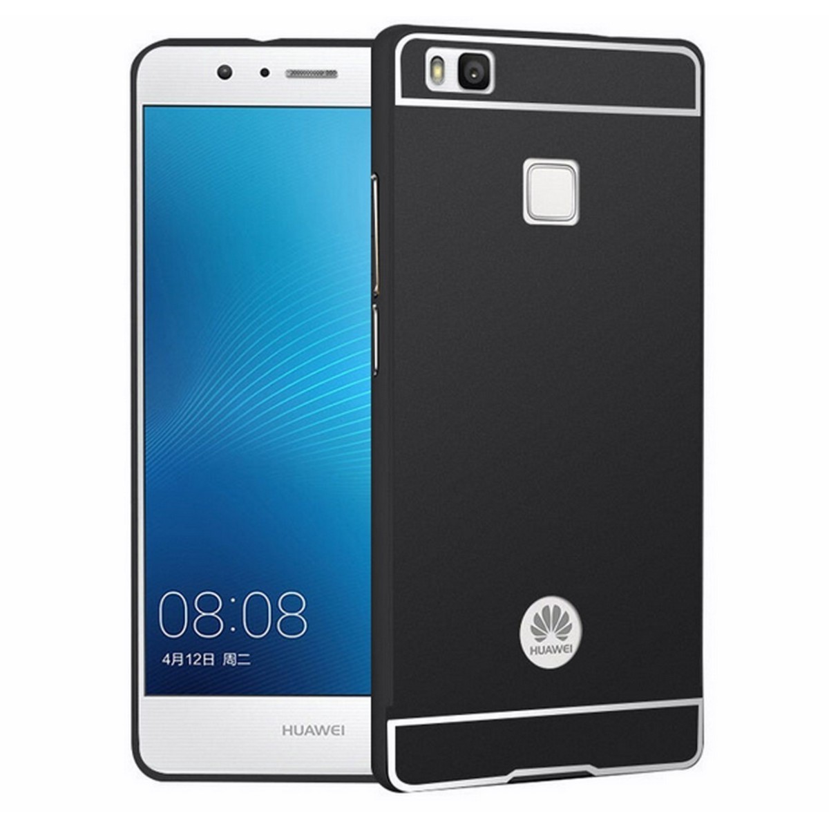 Funda Bumper Negra Aluminio + Tapa Trasera para Huawei P9 Lite