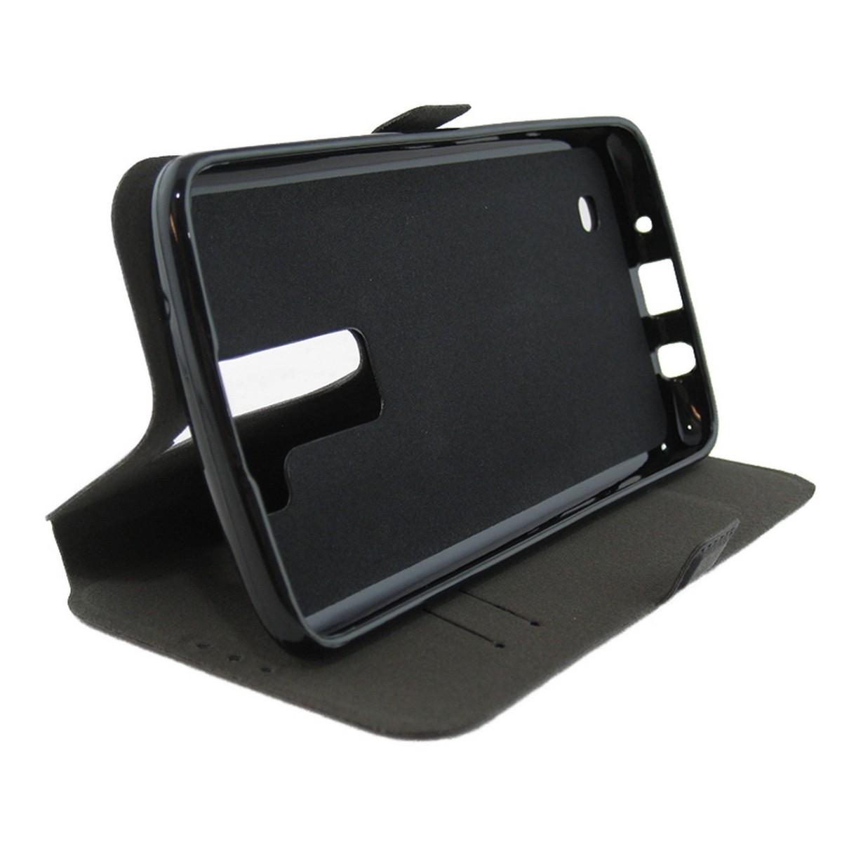 Funda Soporte Piel Negra para Lg K8  Flip Libro