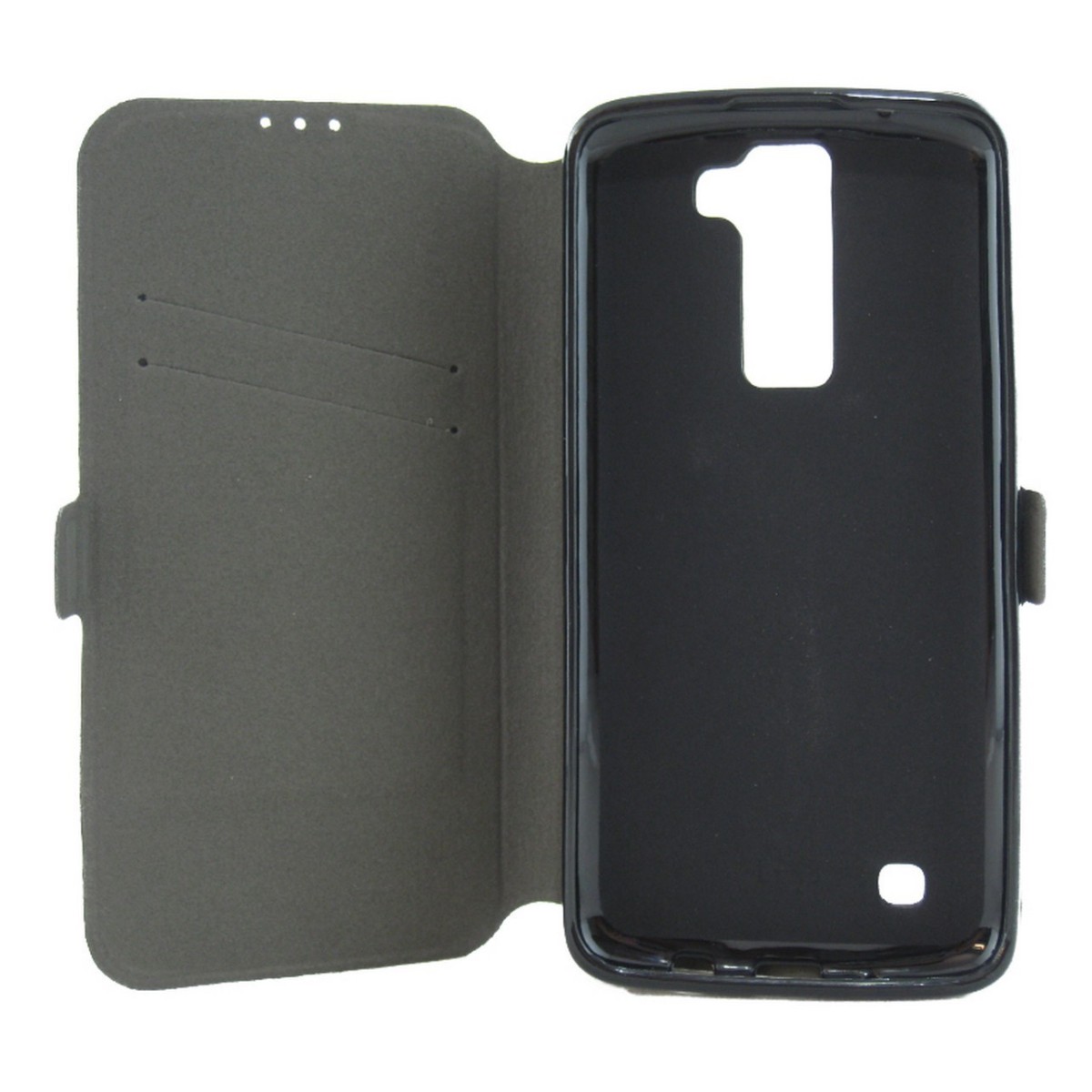 Funda Soporte Piel Negra para Lg K8  Flip Libro