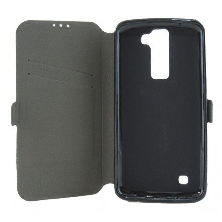 Funda Soporte Piel Negra para Lg K8  Flip Libro