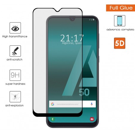 Protector Cristal Templado Completo Full Glue Negro para Samsung Galaxy A50 / A50s / A30s