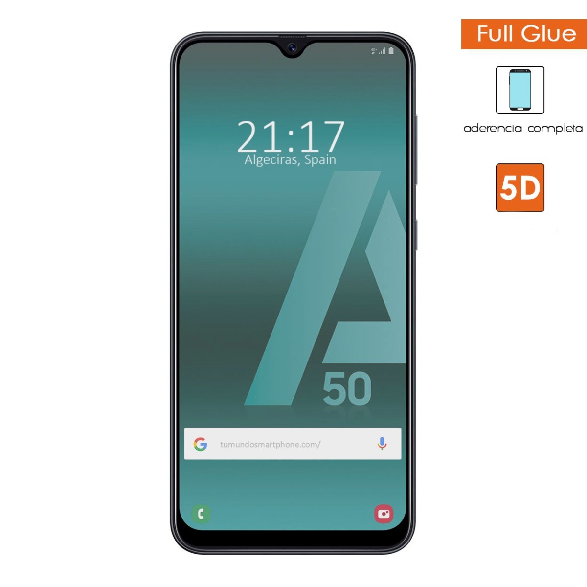 Protector Cristal Templado Completo Full Glue Negro para Samsung Galaxy A50 / A50s / A30s