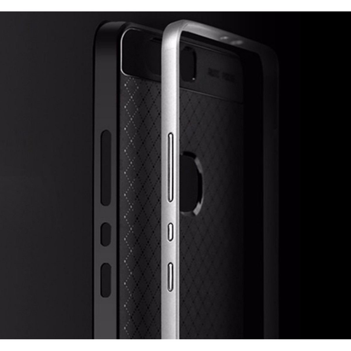 Funda Tipo Neo Hybrid (Pc+Tpu) Negra / Plata para Huawei Honor V8