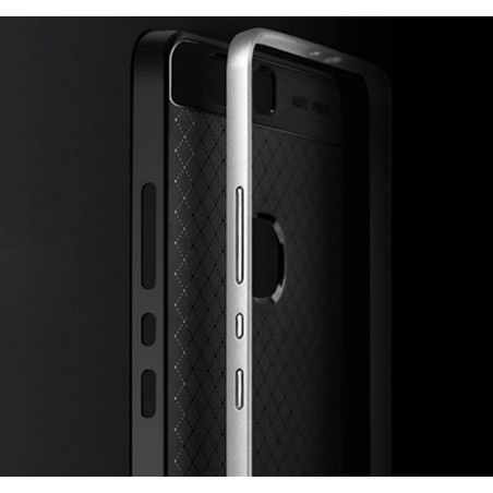 Funda Tipo Neo Hybrid (Pc+Tpu) Negra / Plata para Huawei Honor V8