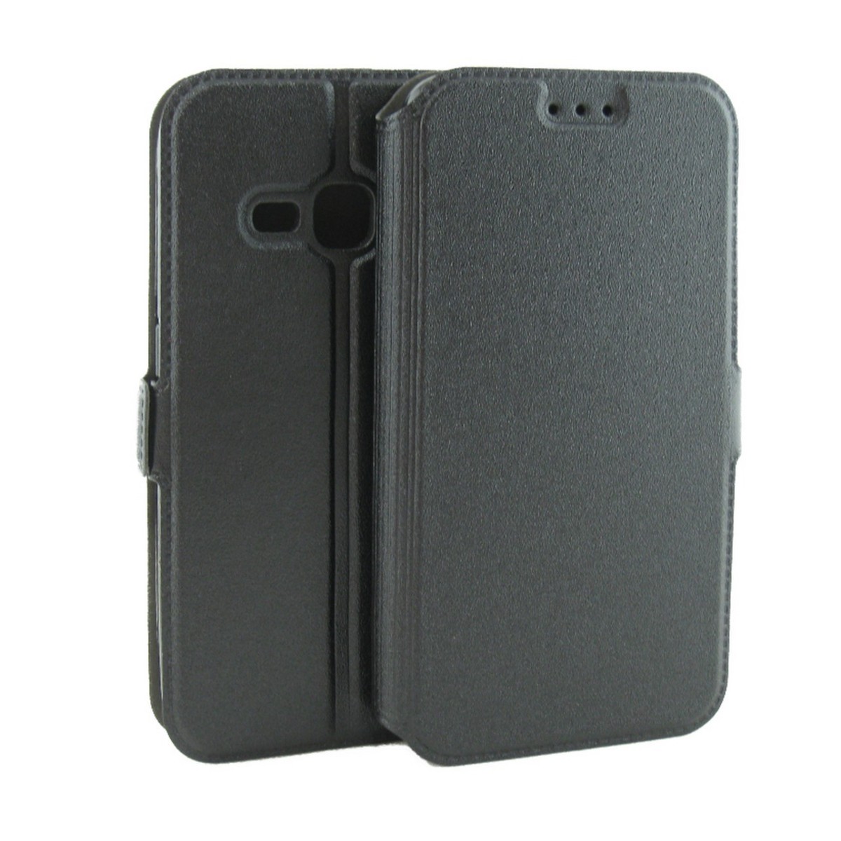 Funda Soporte Piel Negra para Samsung Galaxy J1 (2016)  Flip Libro