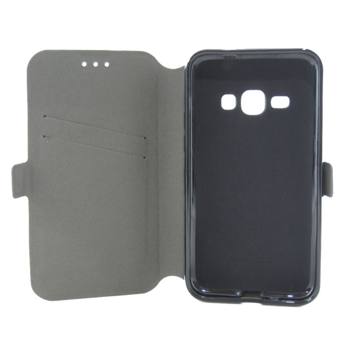 Funda Soporte Piel Negra para Samsung Galaxy J1 (2016)  Flip Libro