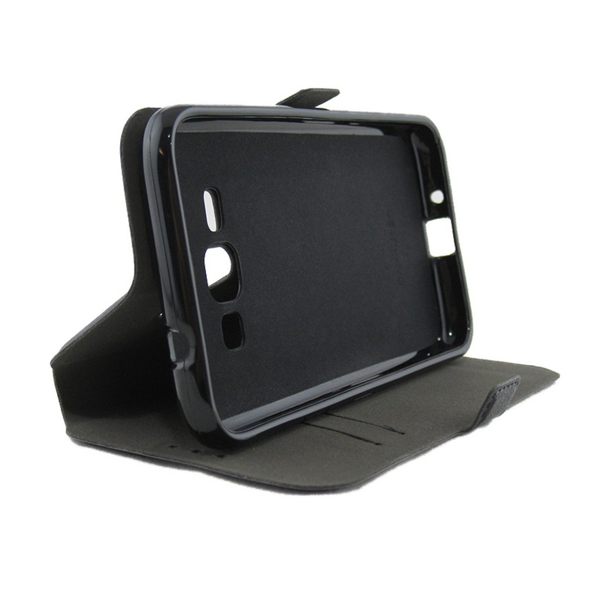 Funda Soporte Piel Negra para Samsung Galaxy J1 (2016)  Flip Libro