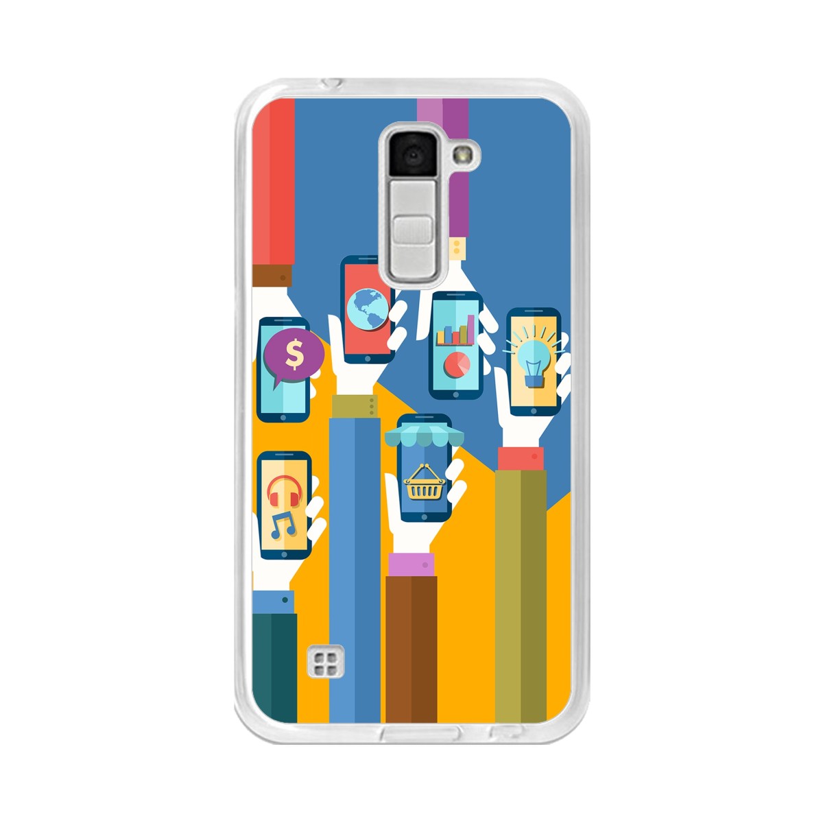 Funda Gel Tpu para Lg K10 Diseño Apps Dibujos