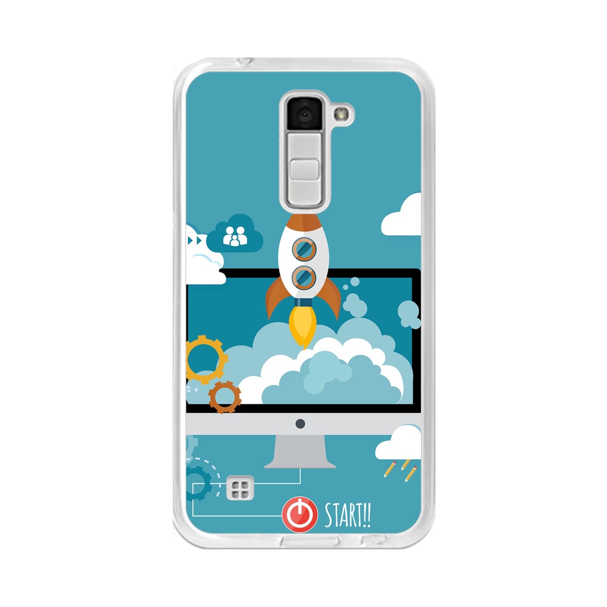 Funda Gel Tpu para Lg K10 Diseño Cohete Dibujos