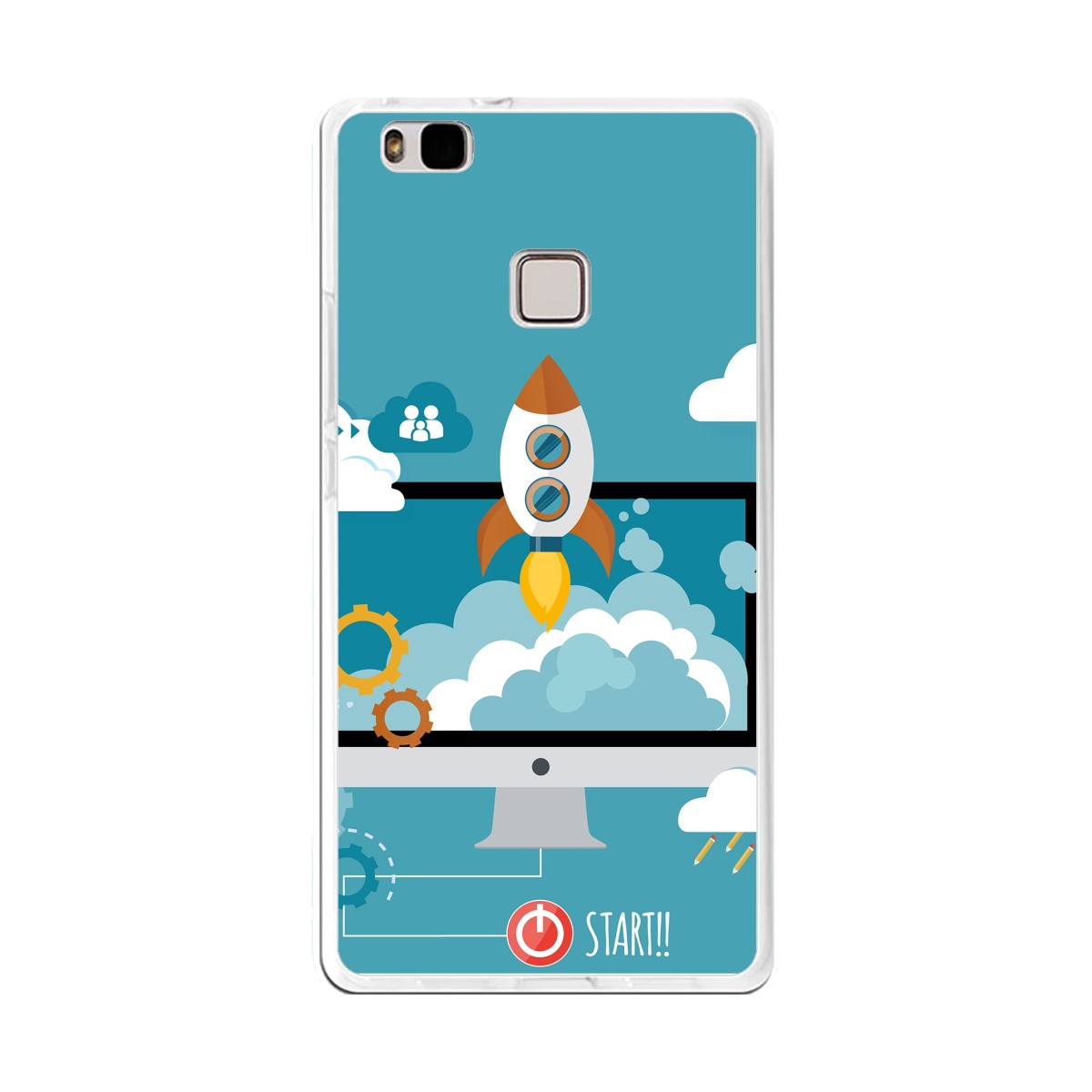 Funda Gel Tpu para Huawei P9 Lite Diseño Cohete Dibujos