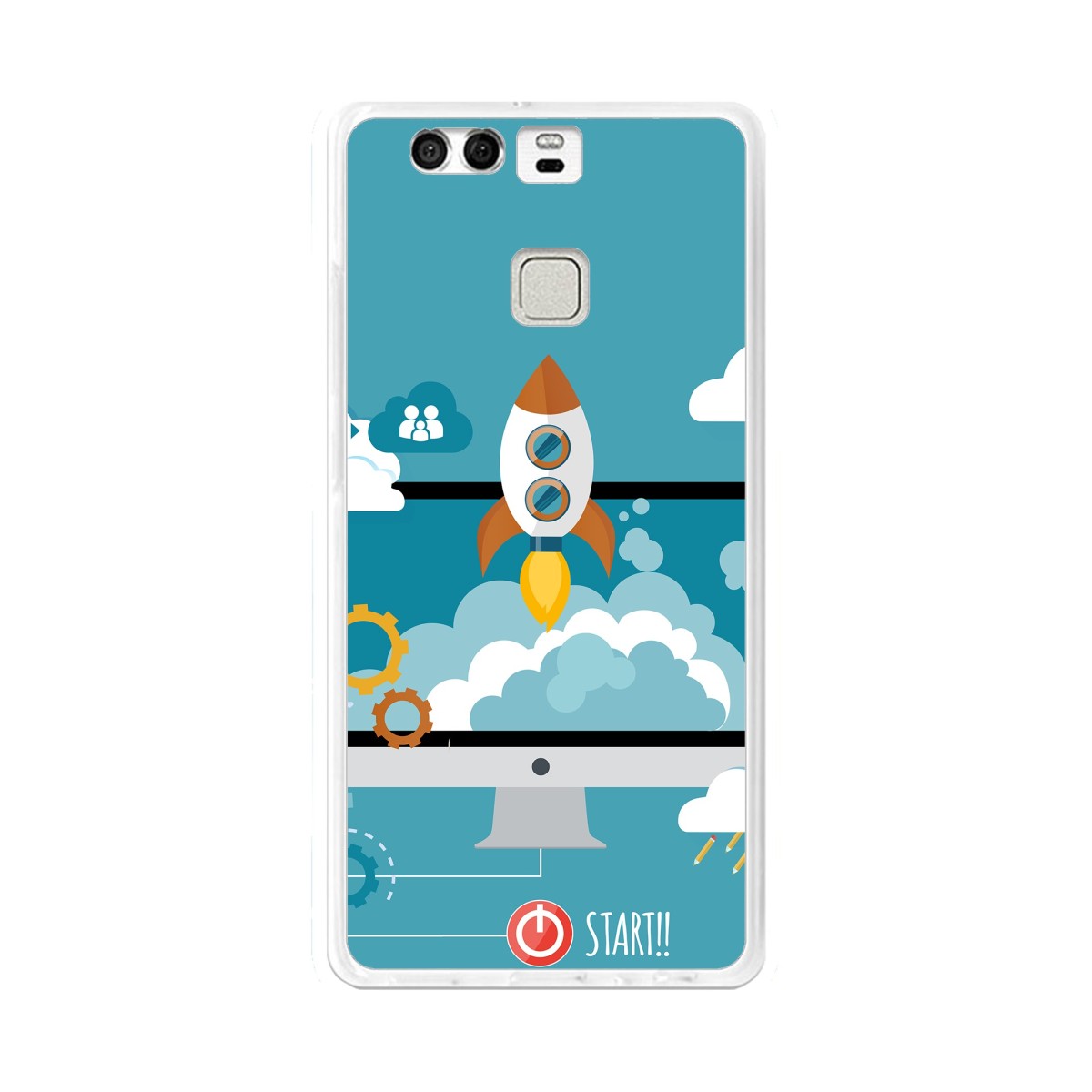 Funda Gel Tpu para Huawei P9  Diseño Cohete Dibujos