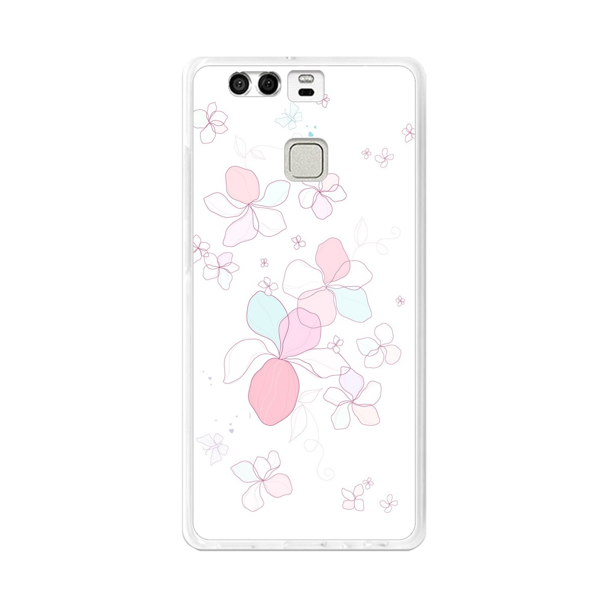 Funda Gel Tpu para Huawei P9  Diseño Flores-Minimal Dibujos