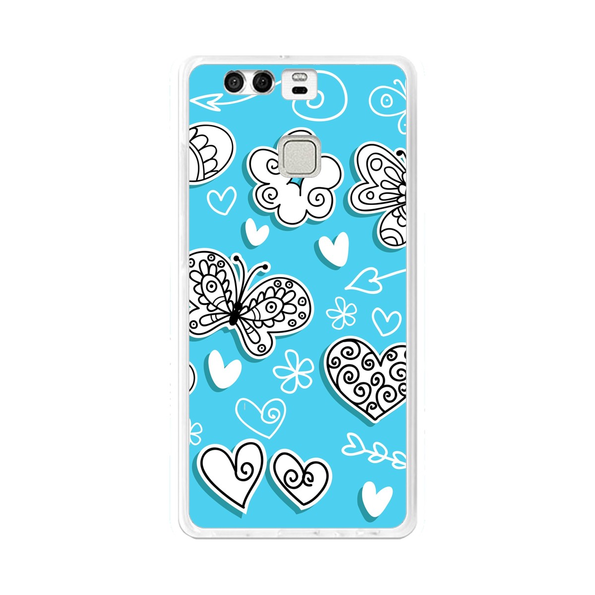Funda Gel Tpu para Huawei P9  Diseño Mariposas Dibujos