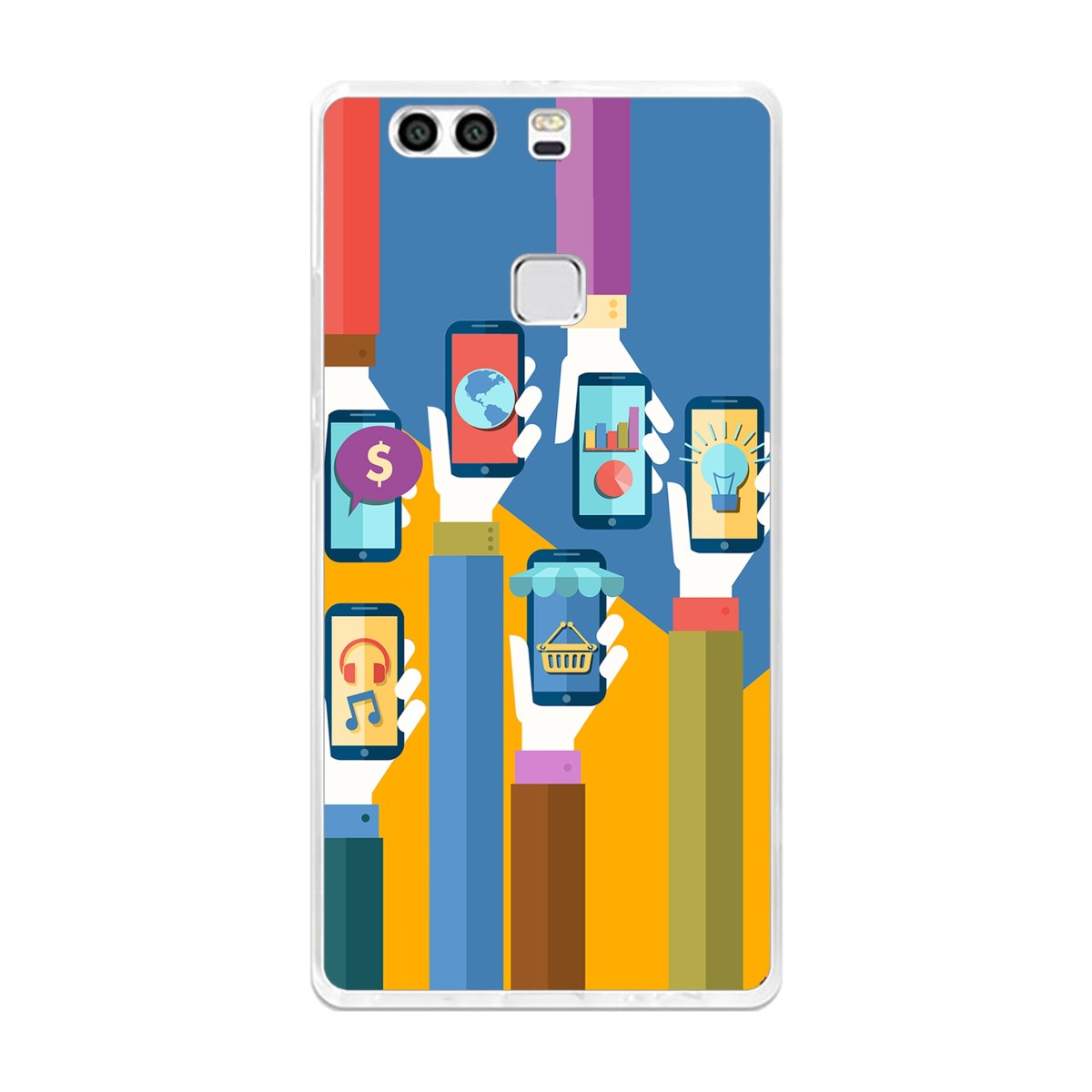 Funda Gel Tpu para Huawei P9 Plus Diseño Apps Dibujos