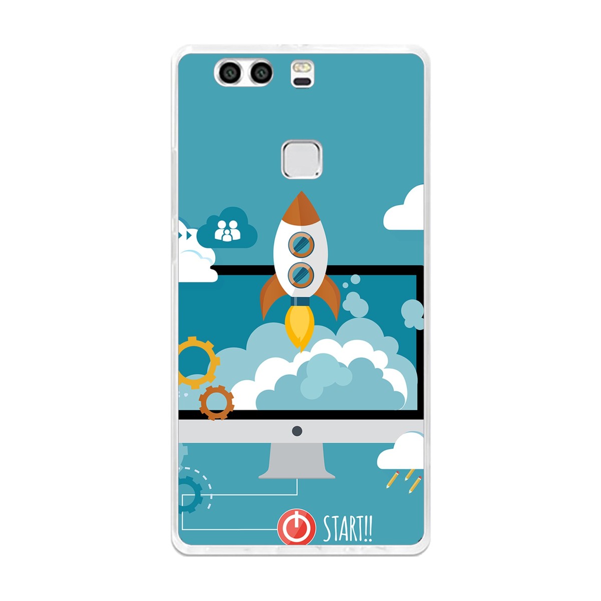 Funda Gel Tpu para Huawei P9 Plus Diseño Cohete Dibujos