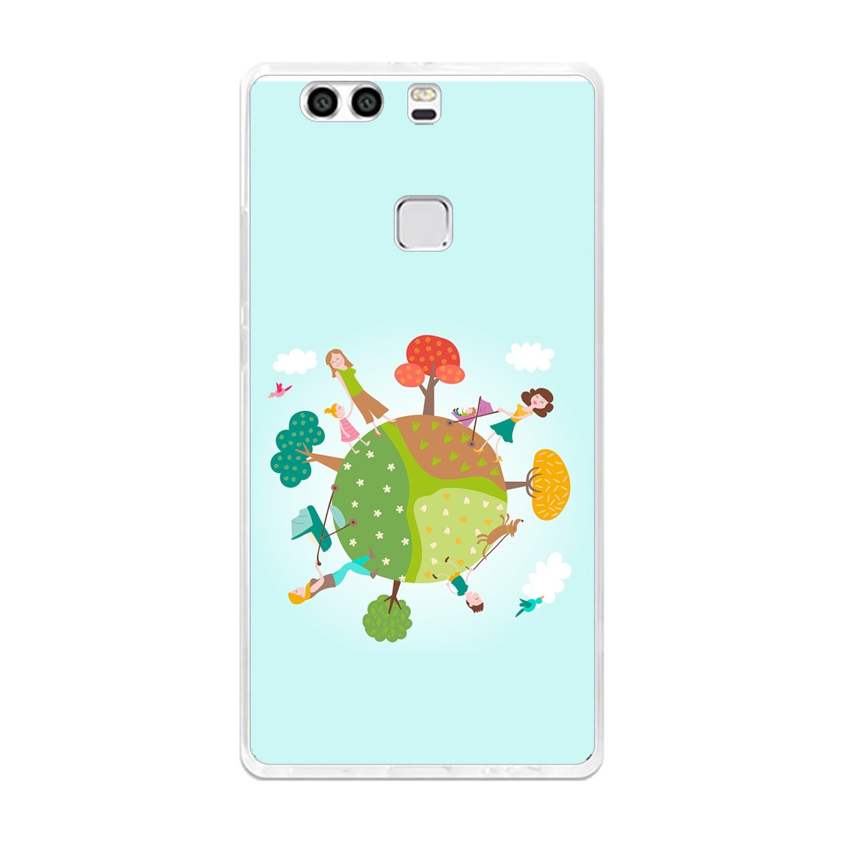 Funda Gel Tpu para Huawei P9 Plus Diseño Familia Dibujos