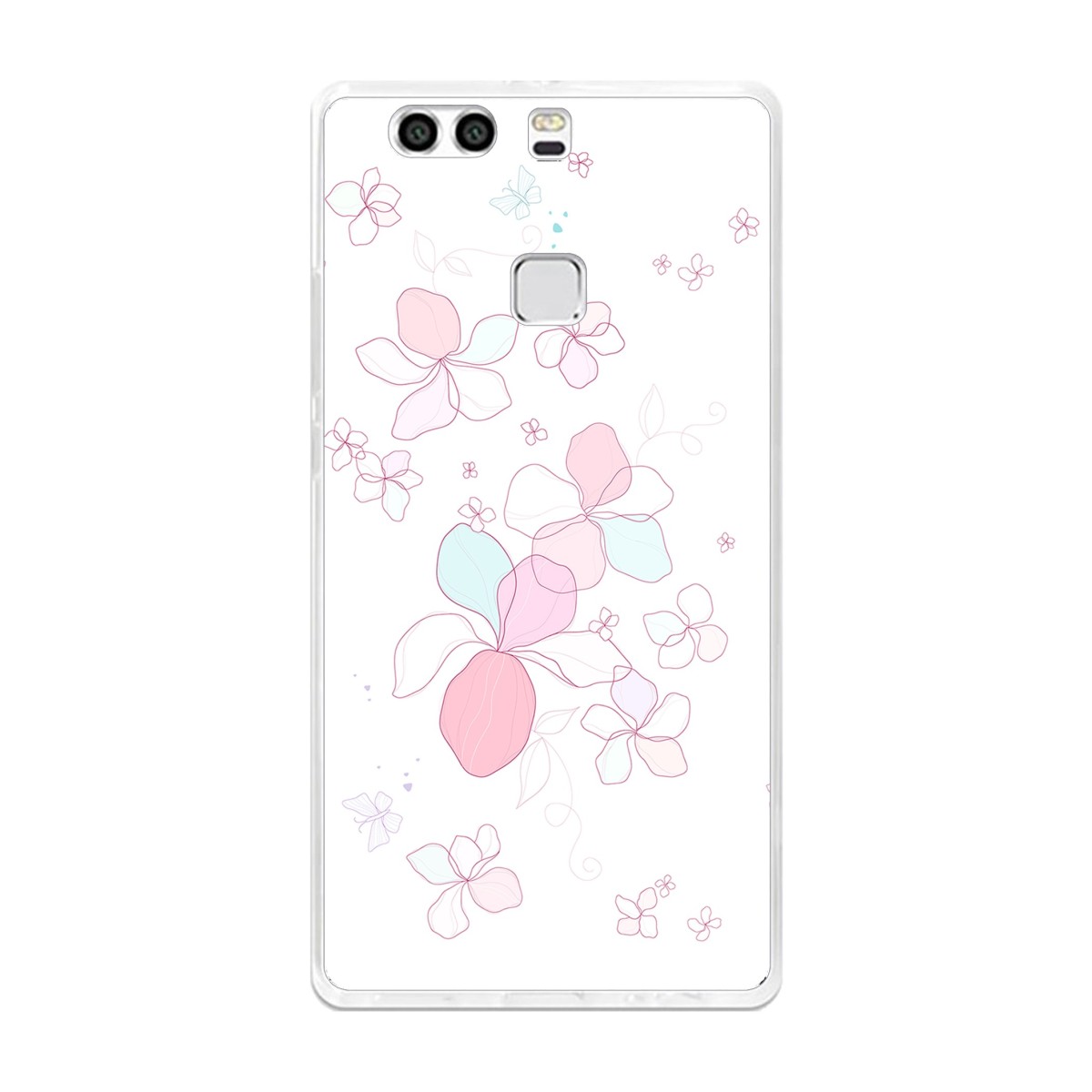 Funda Gel Tpu para Huawei P9 Plus Diseño Flores-Minimal Dibujos