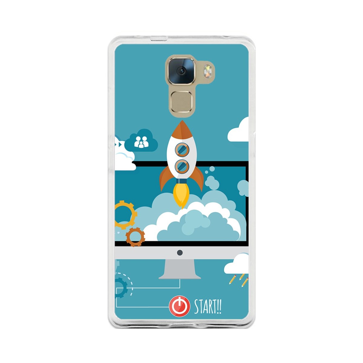 Funda Gel Tpu para Huawei Honor 7 Diseño Cohete Dibujos