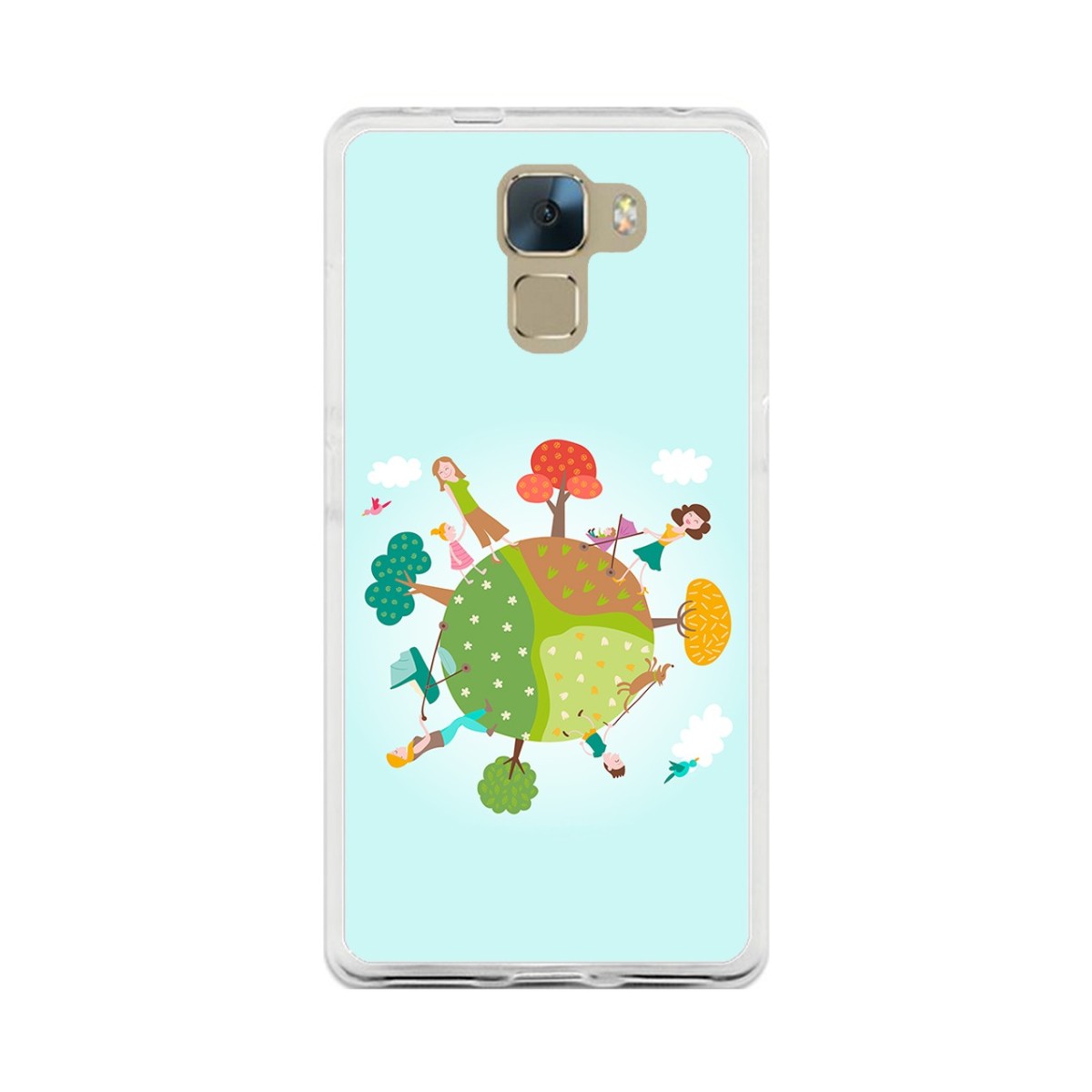 Funda Gel Tpu para Huawei Honor 7 Diseño Familia Dibujos