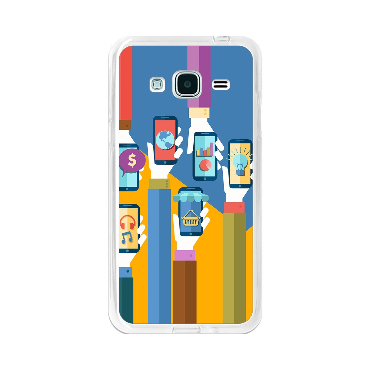 Funda Gel Tpu para Samsung Galaxy J3  (2016) Diseño Apps Dibujos