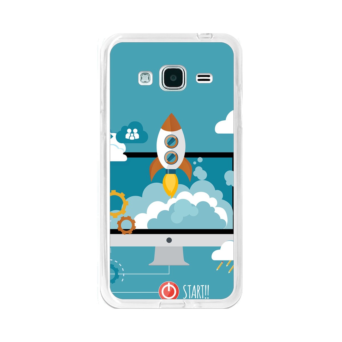 Funda Gel Tpu para Samsung Galaxy J3  (2016) Diseño Cohete Dibujos