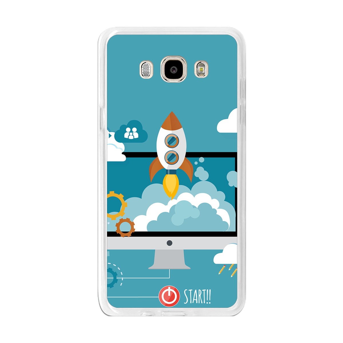 Funda Gel Tpu para Samsung Galaxy J7  (2016) Diseño Cohete Dibujos