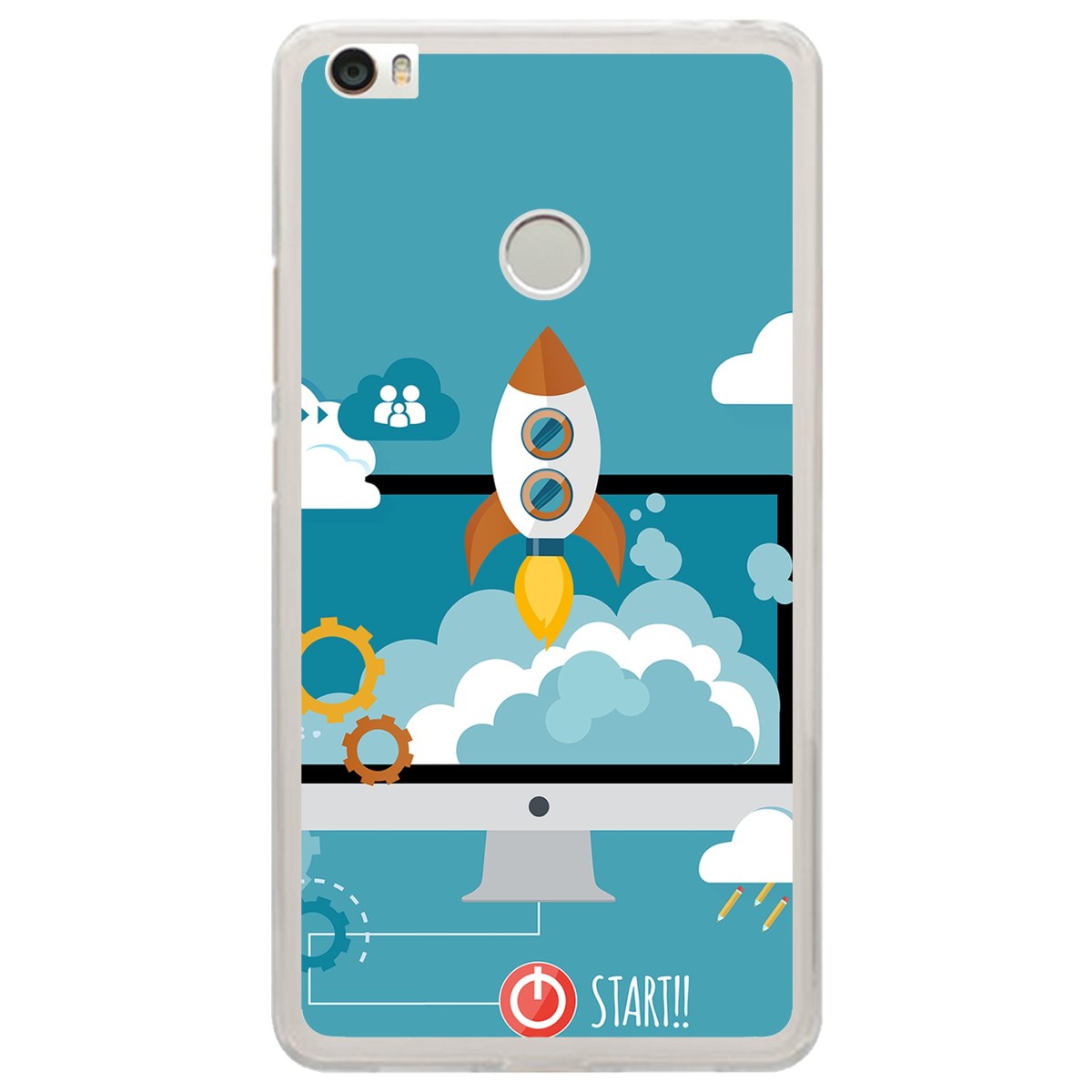 Funda Gel Tpu para Xiaomi Mi Max Diseño Cohete Dibujos