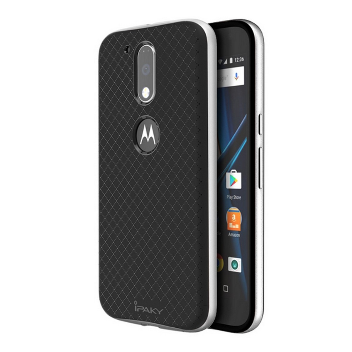 Funda Tipo Neo Hybrid (Pc+Tpu) Negra / Plata para Motorola Moto G4 / G4 Plus