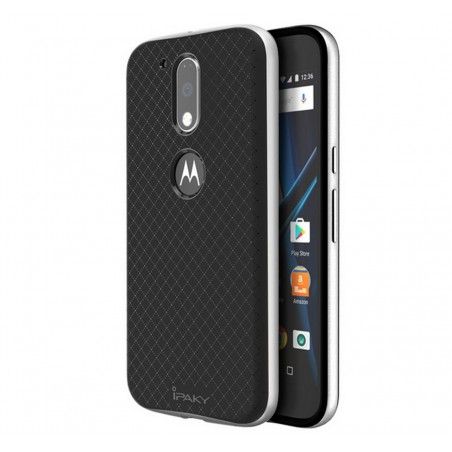 Funda Tipo Neo Hybrid (Pc+Tpu) Negra / Plata para Motorola Moto G4 / G4 Plus