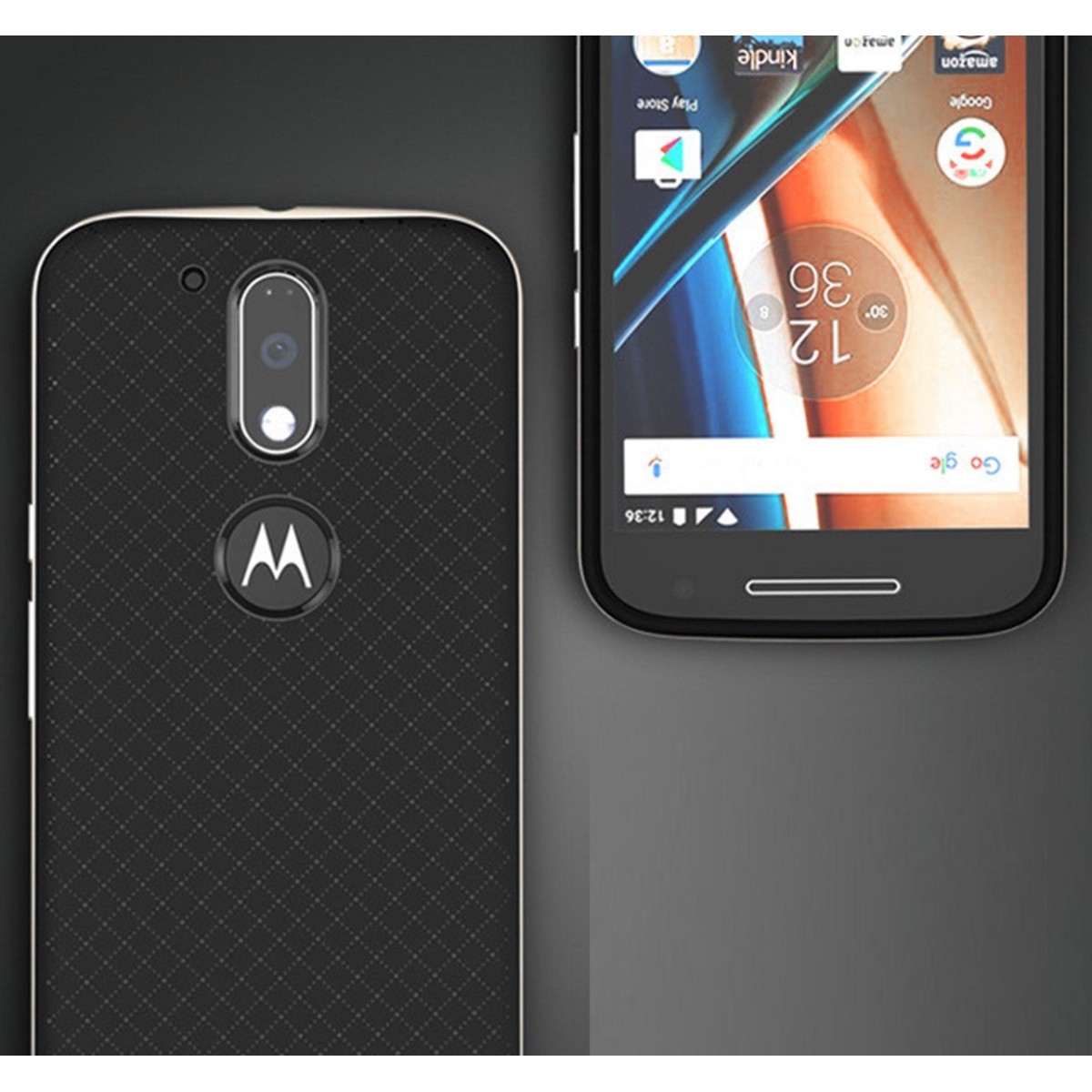Funda Tipo Neo Hybrid (Pc+Tpu) Negra / Plata para Motorola Moto G4 / G4 Plus