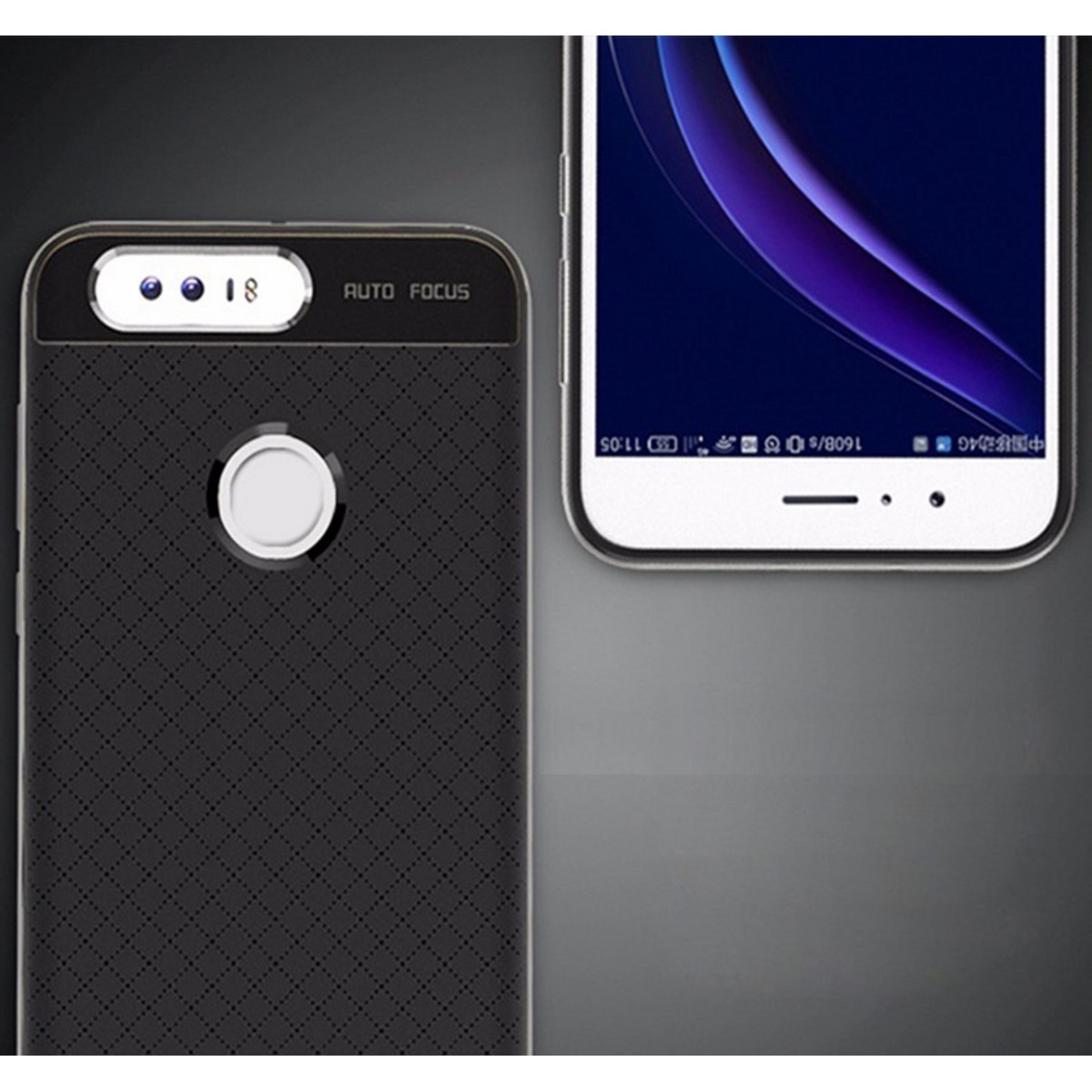 Funda Tipo Neo Hybrid (Pc+Tpu) Negra / Plata para Huawei Honor 8