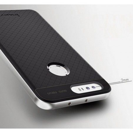Funda Tipo Neo Hybrid (Pc+Tpu) Negra / Plata para Huawei Honor 8