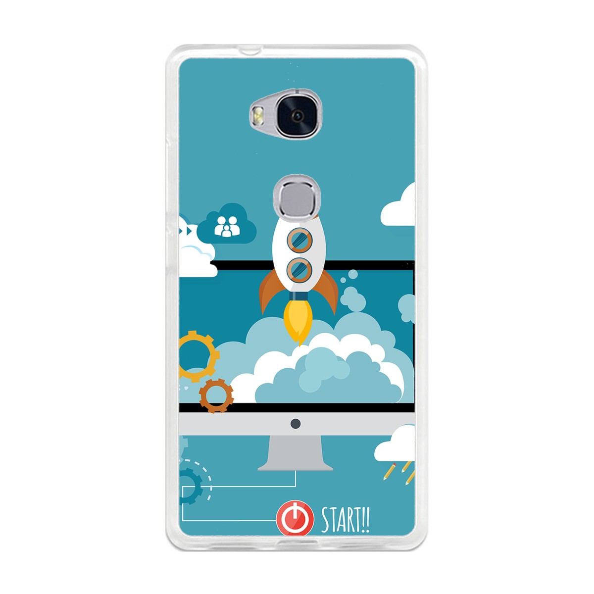 Funda Gel Tpu para Huawei Honor 5X Diseño Cohete Dibujos