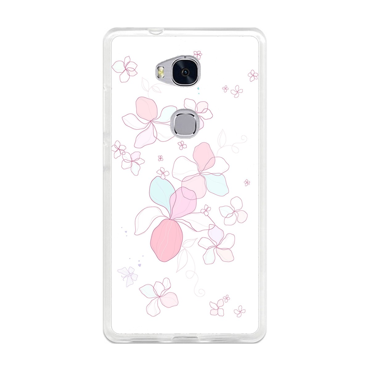 Funda Gel Tpu para Huawei Honor 5X Diseño Flores-Minimal Dibujos