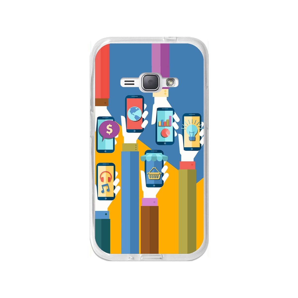 Funda Gel Tpu para Samsung Galaxy J1 (2016) Diseño Apps Dibujos