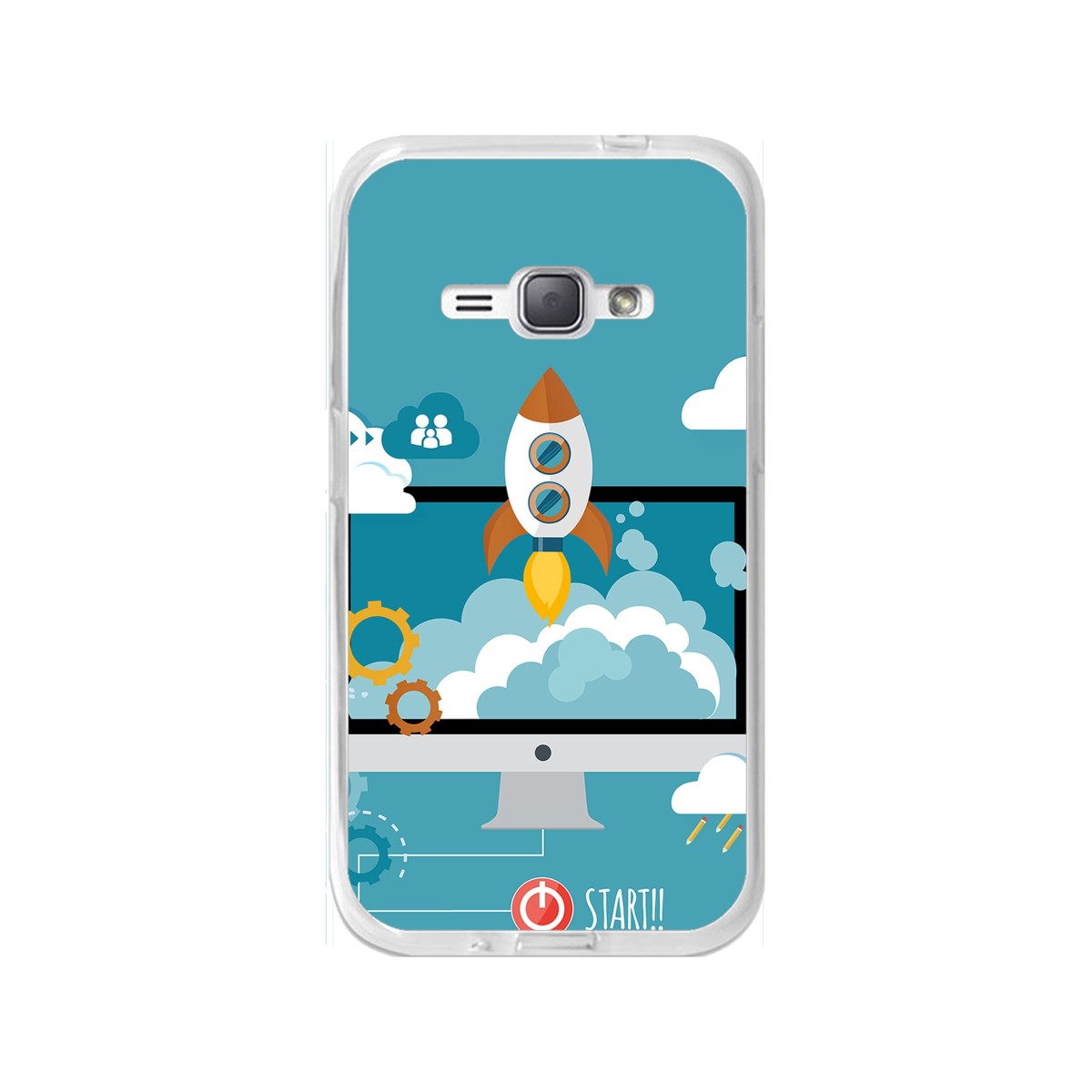 Funda Gel Tpu para Samsung Galaxy J1 (2016) Diseño Cohete Dibujos