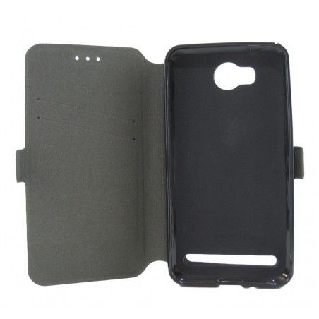 Funda Soporte Piel Negra para Huawei Y3 II  Flip Libro