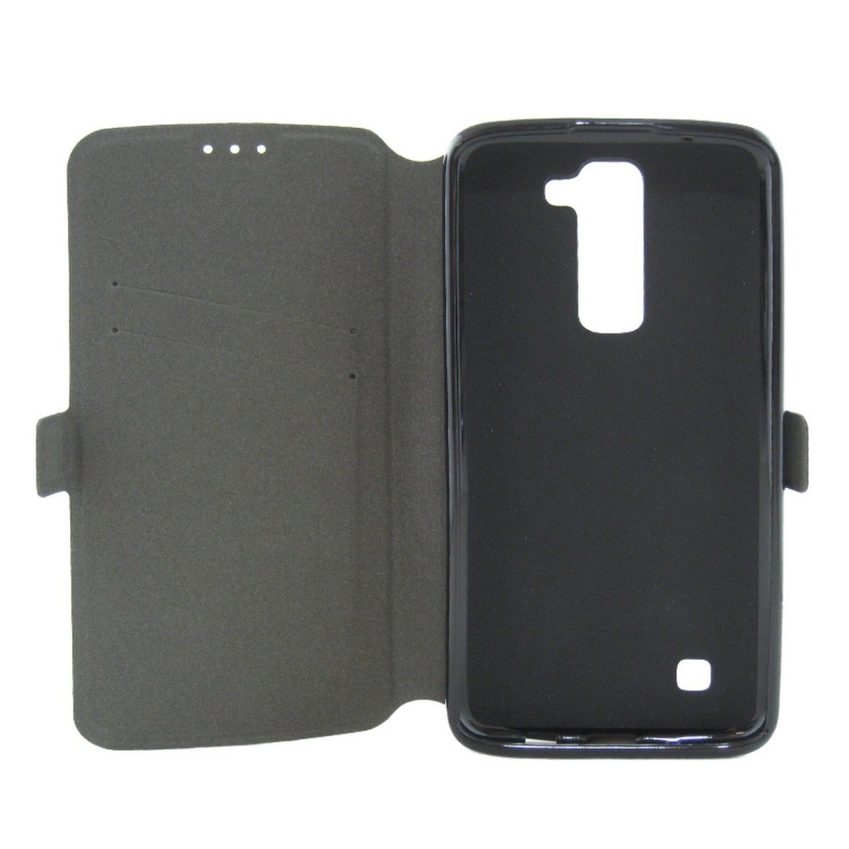 Funda Soporte Piel Negra para Lg K7  Flip Libro