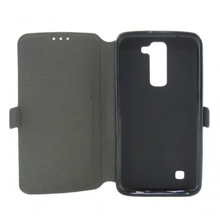 Funda Soporte Piel Negra para Lg K7  Flip Libro