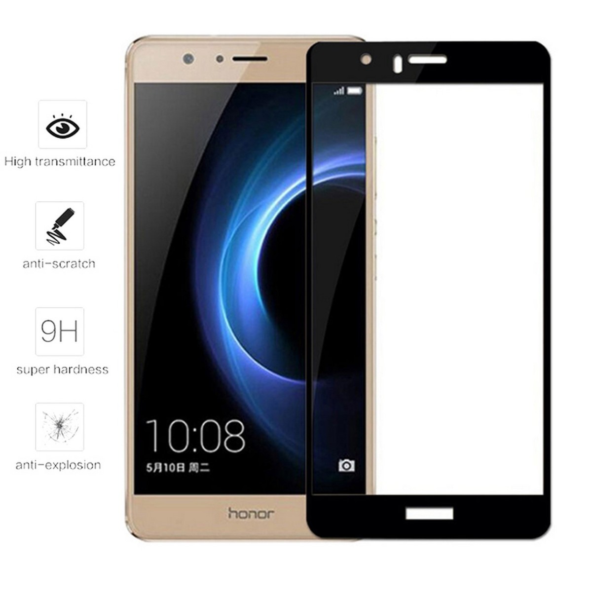 Protector Cristal Templado Frontal Completo Blanco para Huawei Honor 8  Vidrio