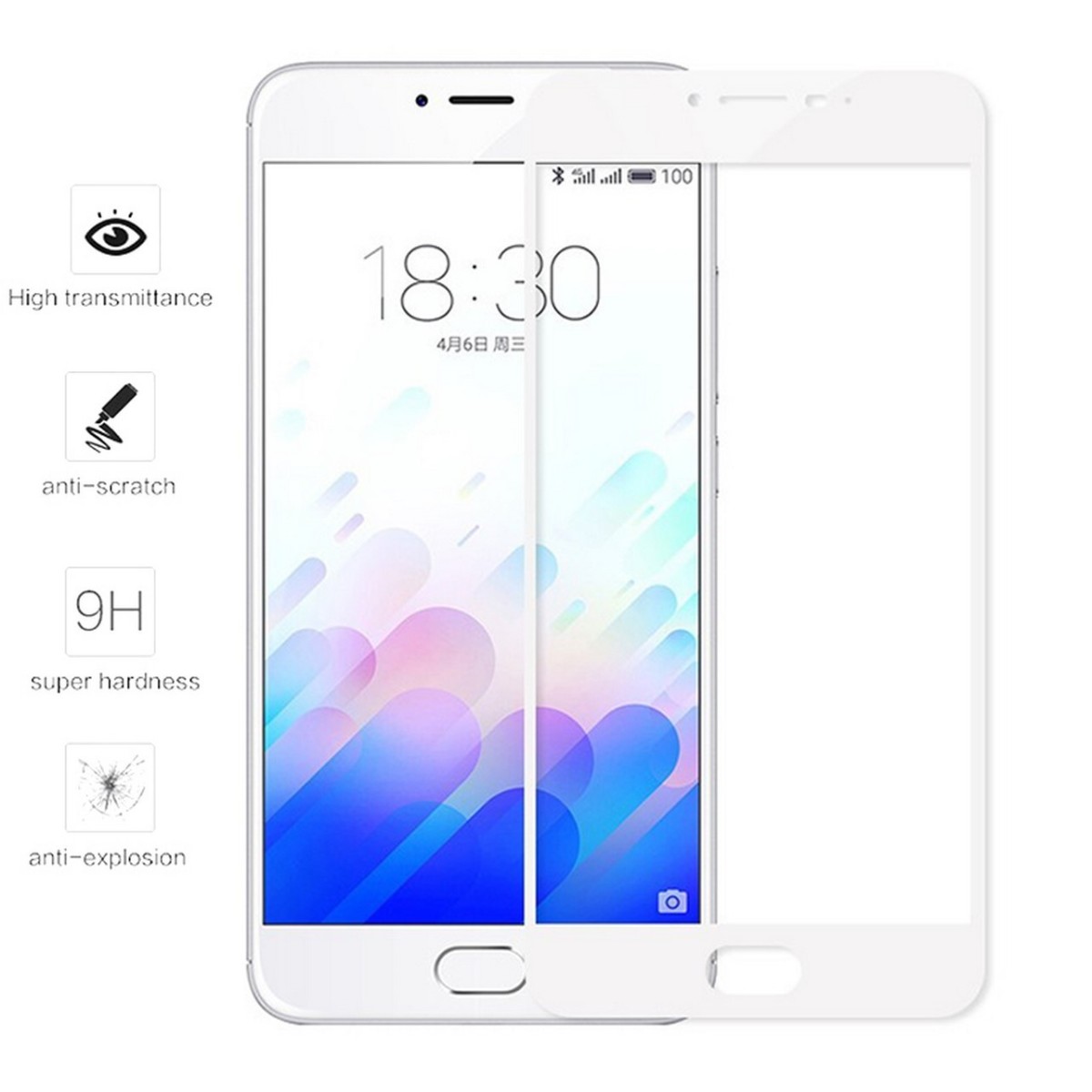 Protector Cristal Templado Frontal Completo Blanco para Meizu M3 Mini / M3S 5" Vidrio