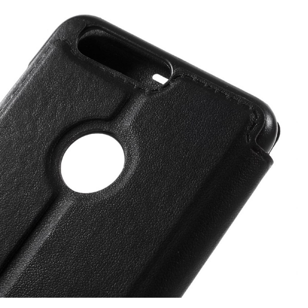 Funda Soporte Piel Negra Con Ventana para Huawei Honor 8 Flip Libro