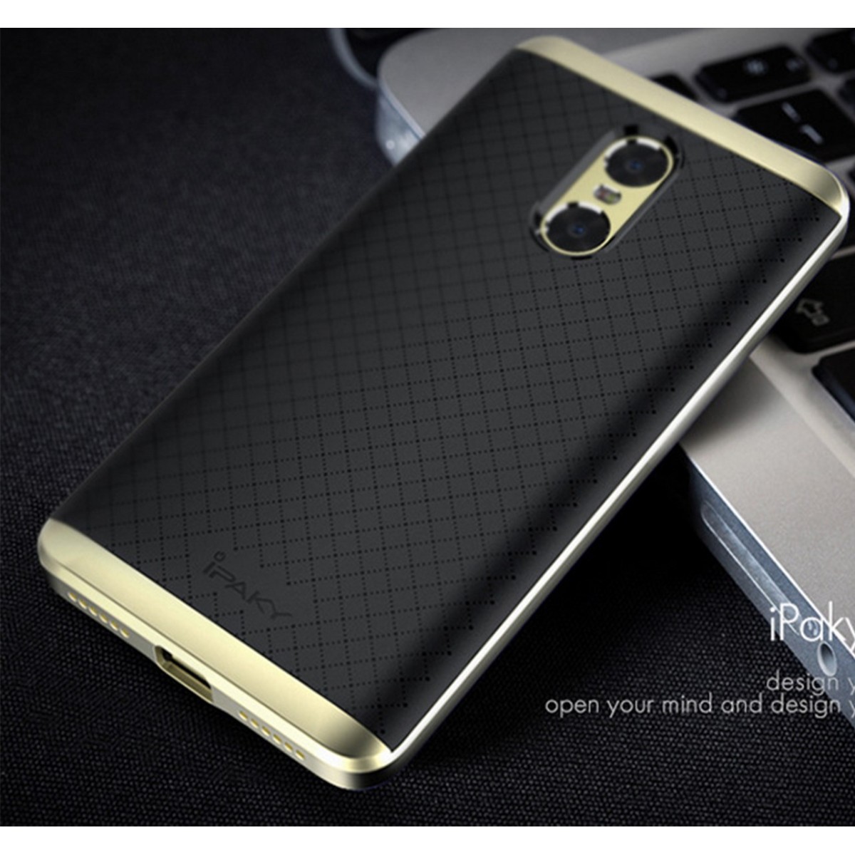 Funda Tipo Neo Hybrid (Pc+Tpu) Negra / Dorada para Xiaomi Redmi Pro 5.5"