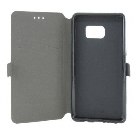 Funda Soporte Piel Negra para Samsung Galaxy Note 7  Flip Libro