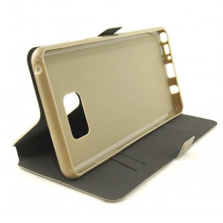 Funda Soporte Piel Dorada para Samsung Galaxy Note 7  Flip Libro