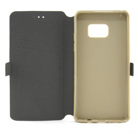 Funda Soporte Piel Dorada para Samsung Galaxy Note 7  Flip Libro