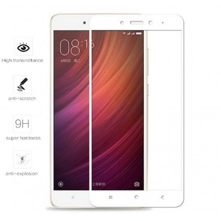Protector Cristal Templado Frontal Completo Blanco para Xiaomi Redmi Note 4 / Note 4 Pro Vidrio