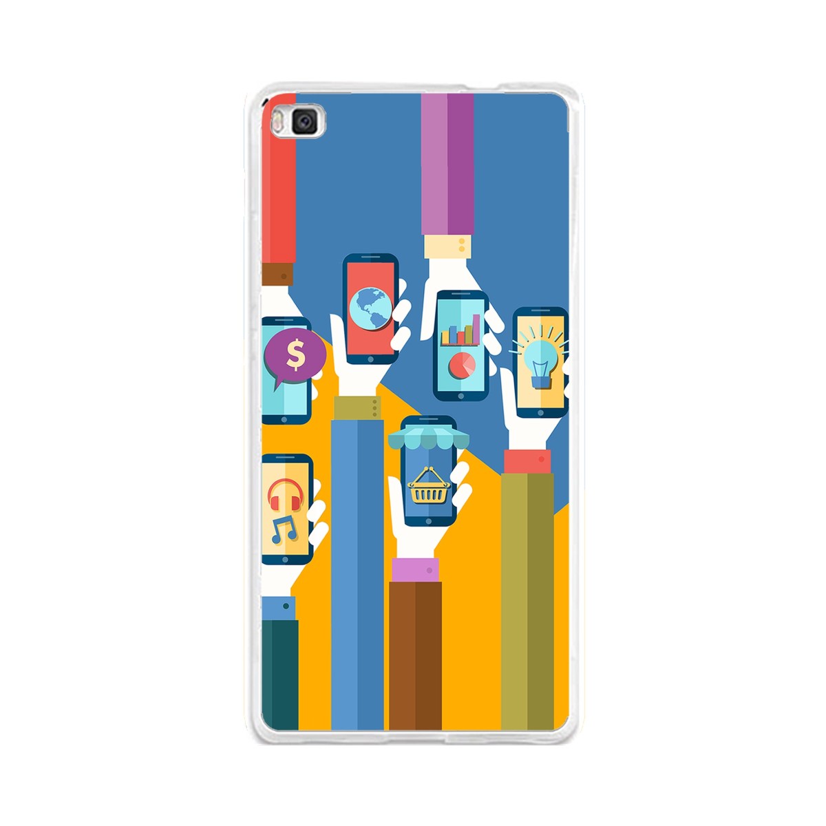 Funda Gel Tpu para Huawei P8 Lite Diseño Apps Dibujos