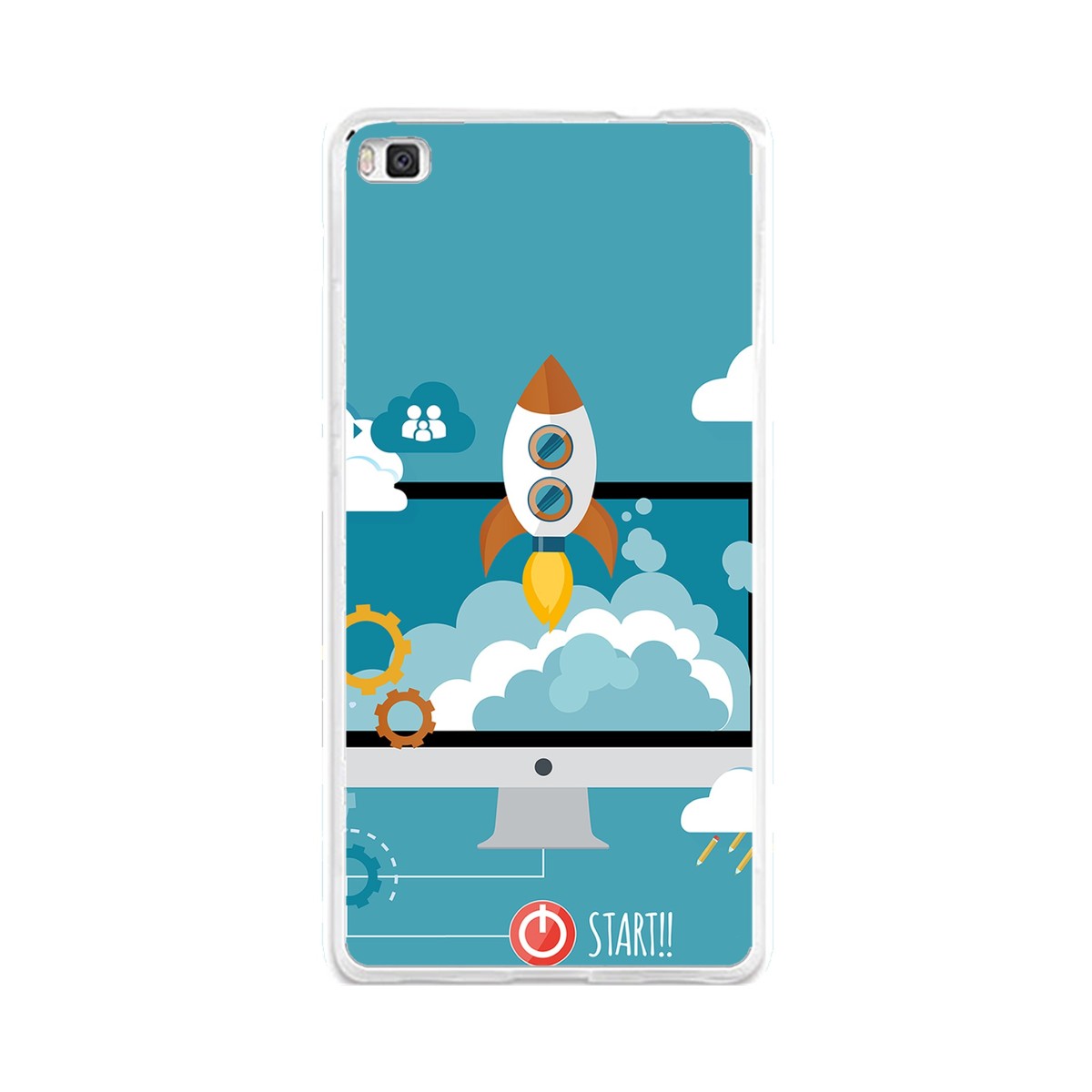 Funda Gel Tpu para Huawei P8 Lite Diseño Cohete Dibujos